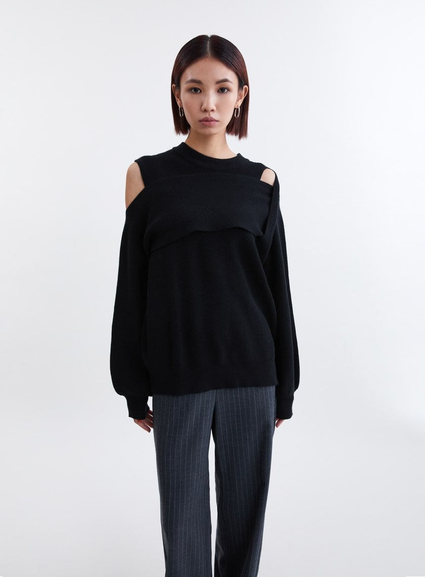 圓領解構層次感針織上衣