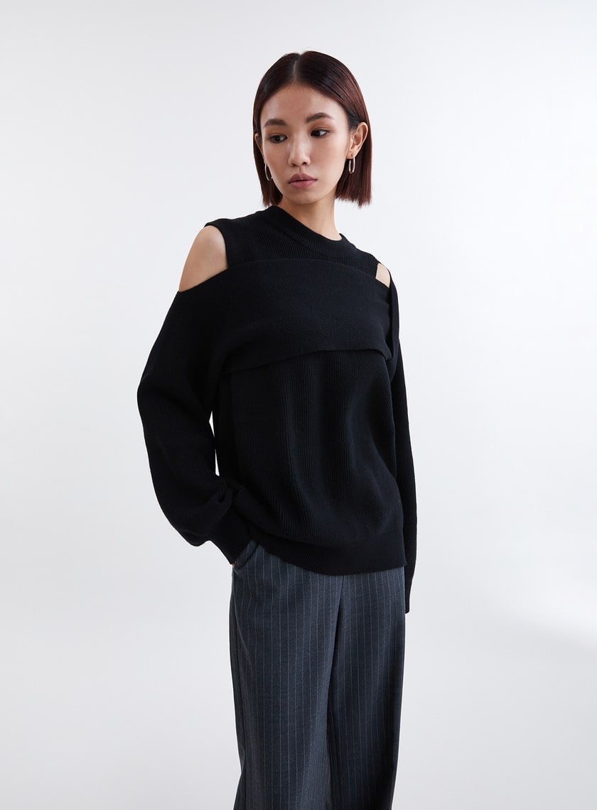 圓領解構層次感針織上衣