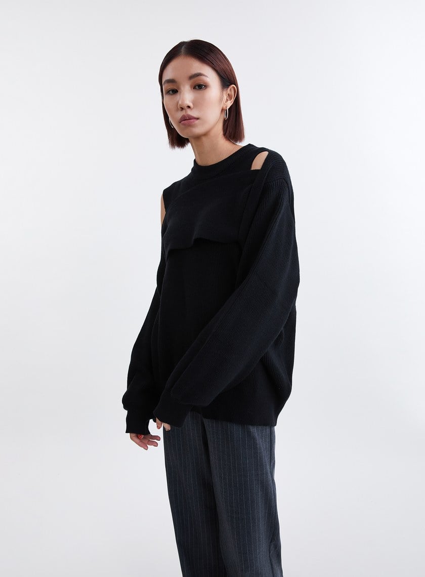 圓領解構層次感針織上衣