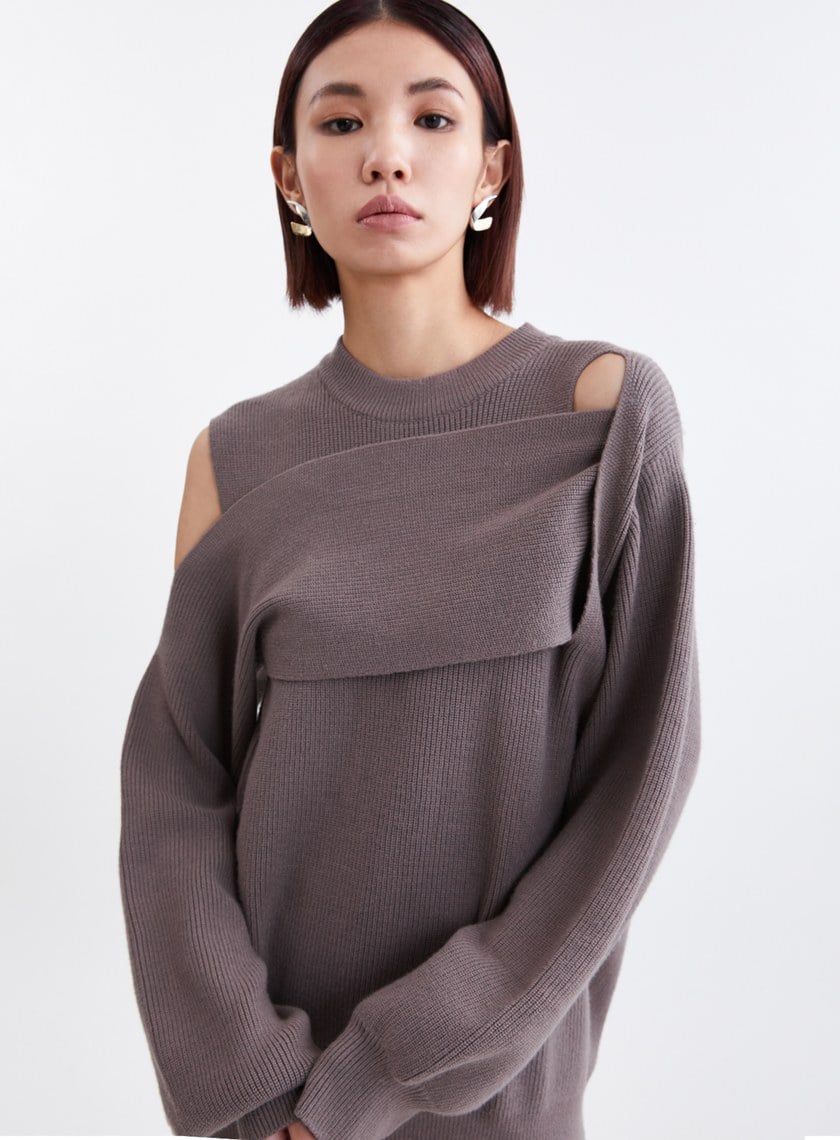 圓領解構層次感針織上衣