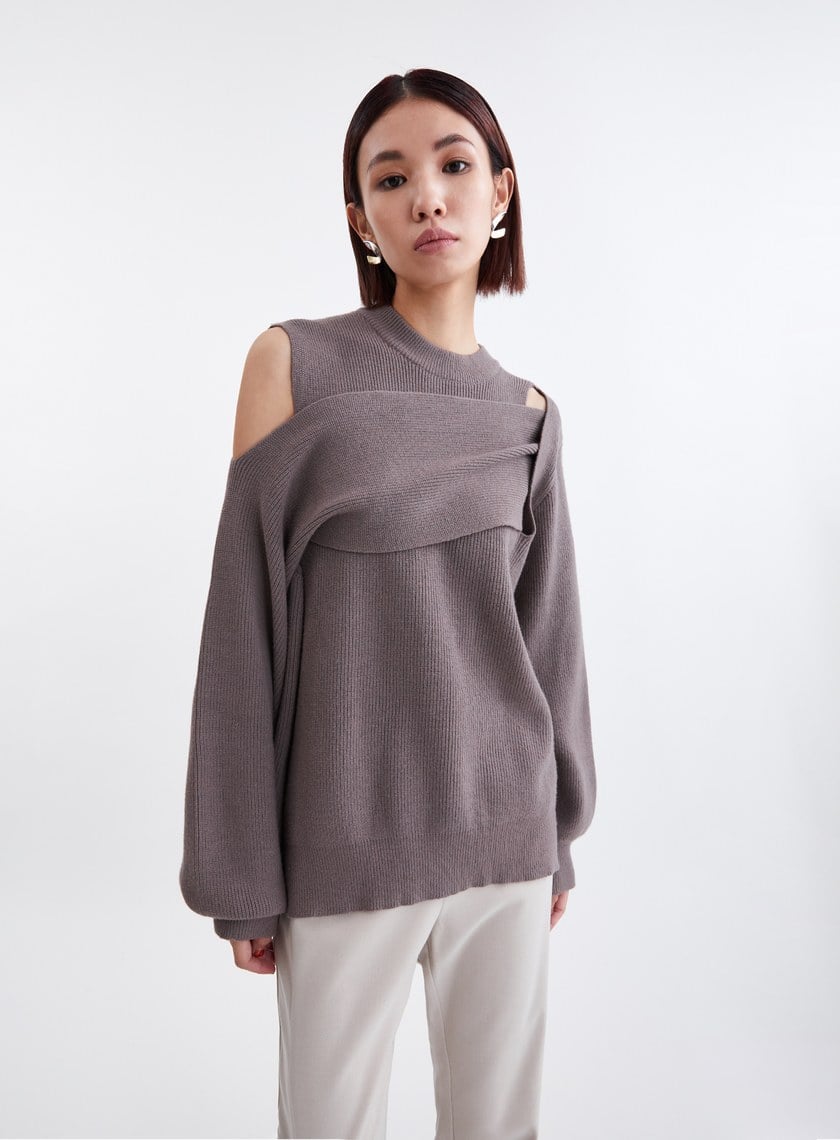 圓領解構層次感針織上衣