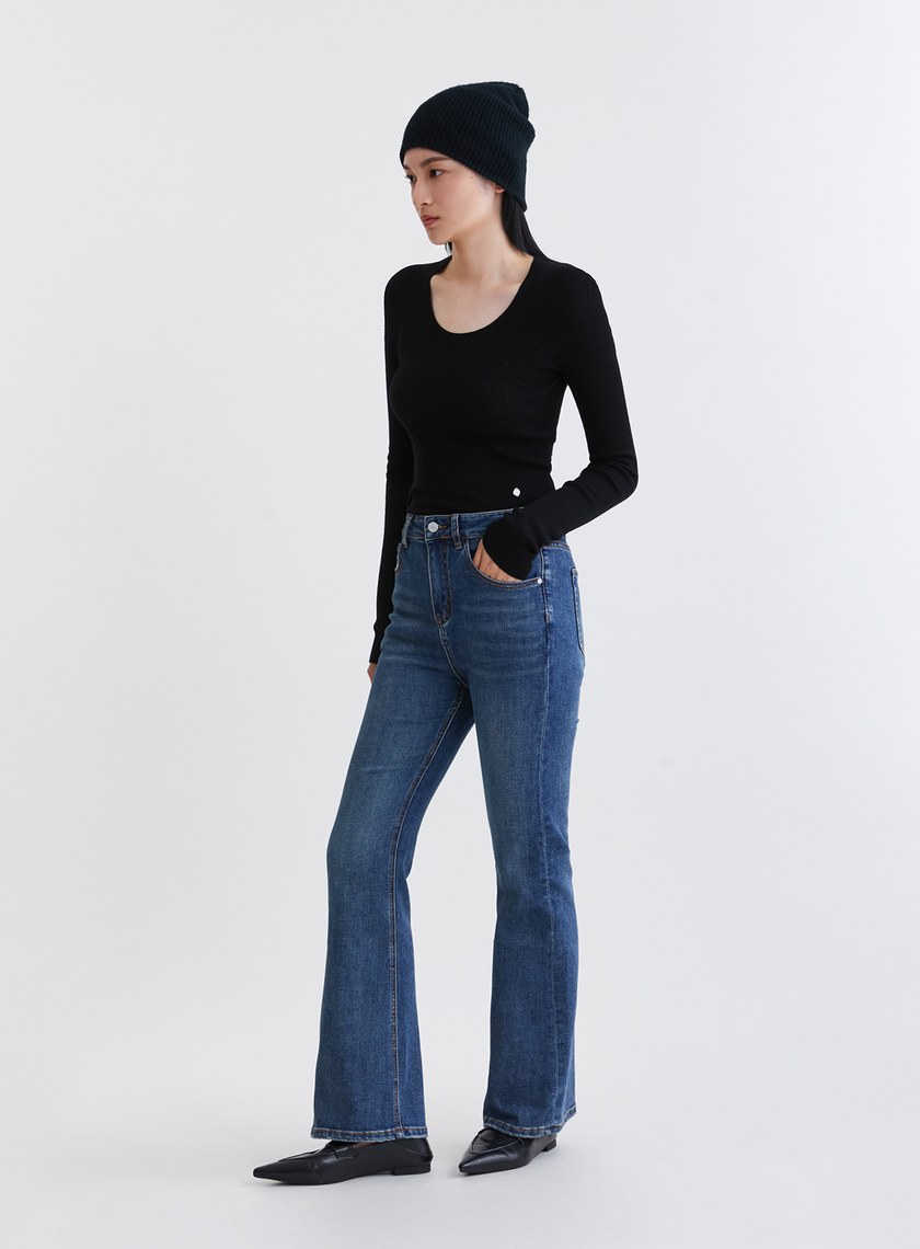 高質感親膚無縫U領針織上衣