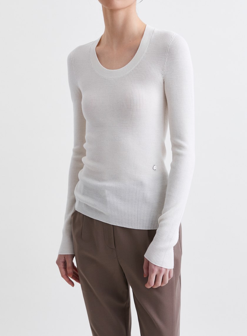 高質感親膚無縫U領針織上衣