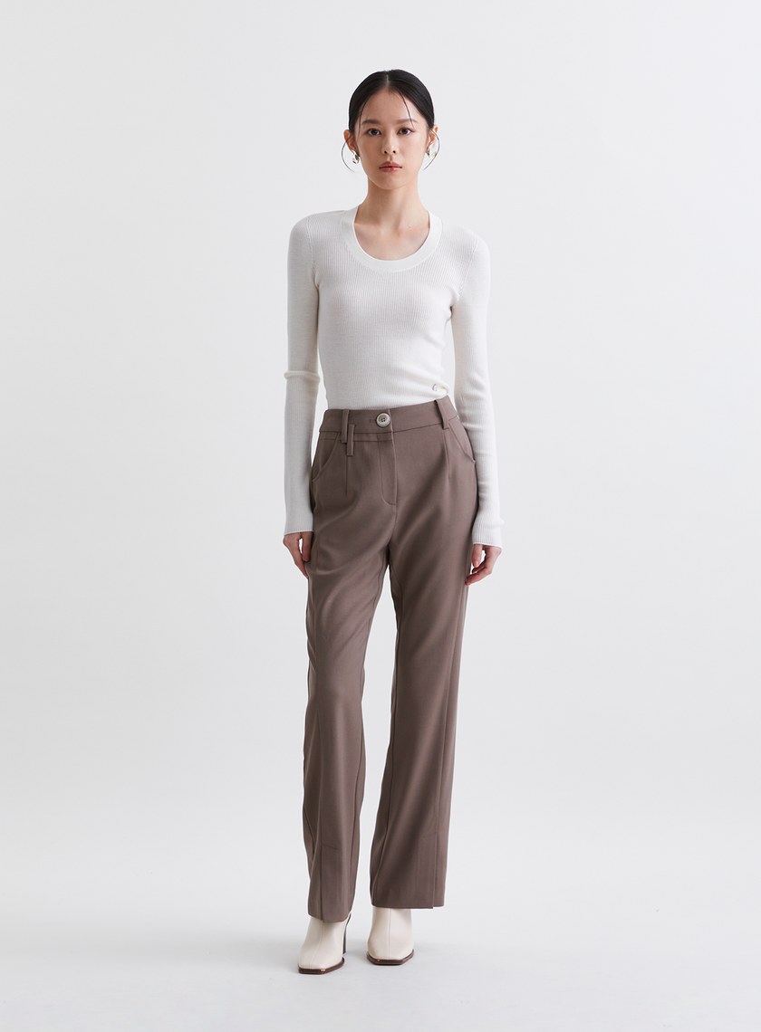 高質感親膚無縫U領針織上衣