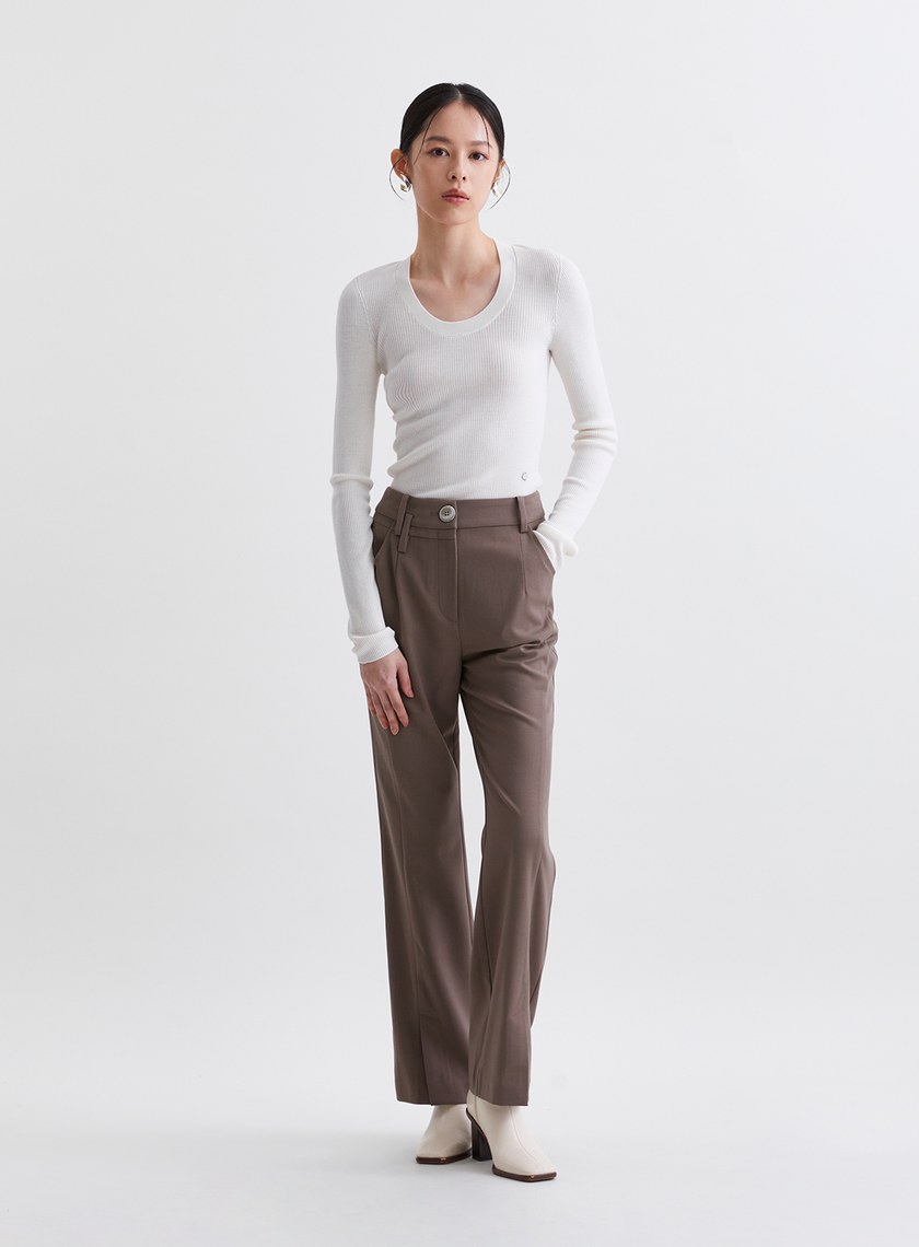 高質感親膚無縫U領針織上衣