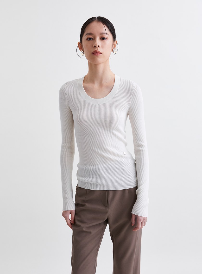 高質感親膚無縫U領針織上衣