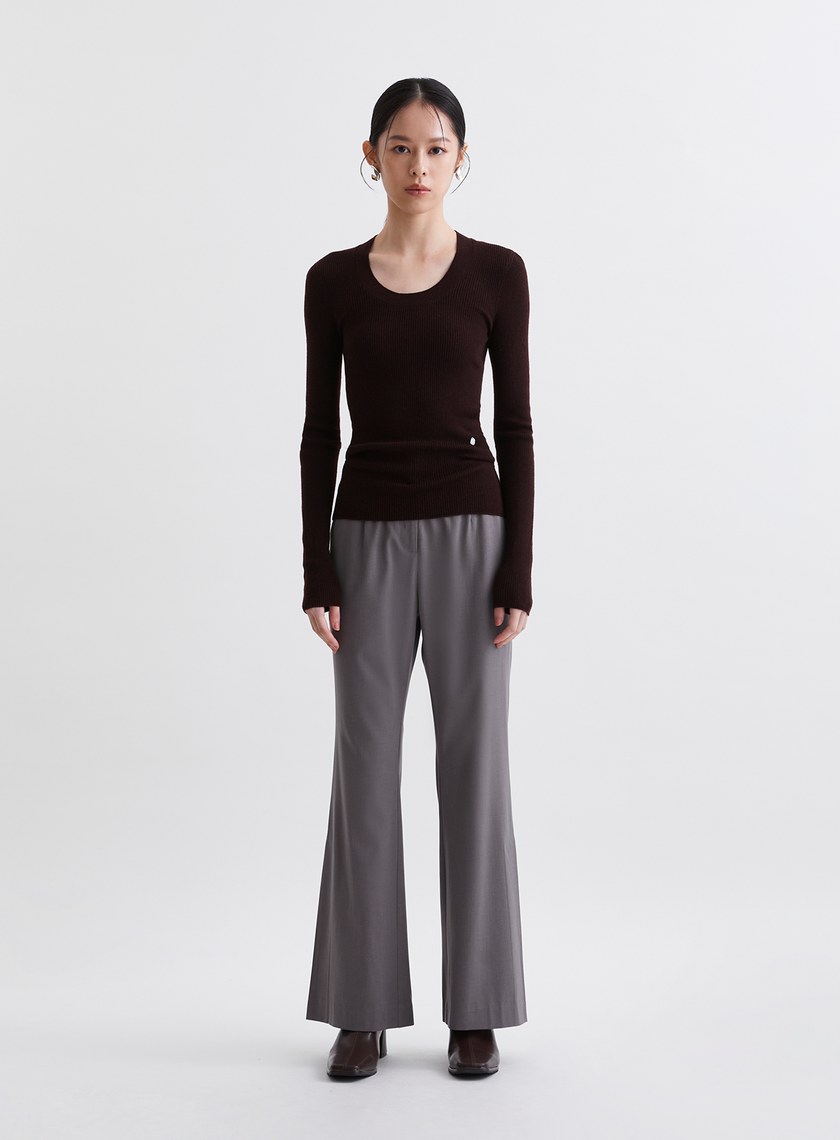 高質感親膚無縫U領針織上衣