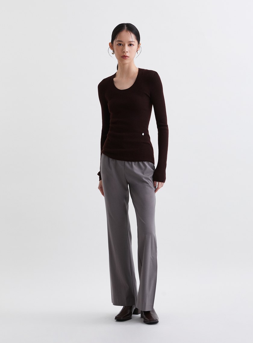 高質感親膚無縫U領針織上衣