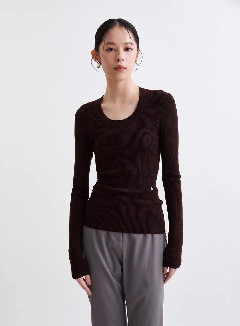 高質感親膚無縫U領針織上衣