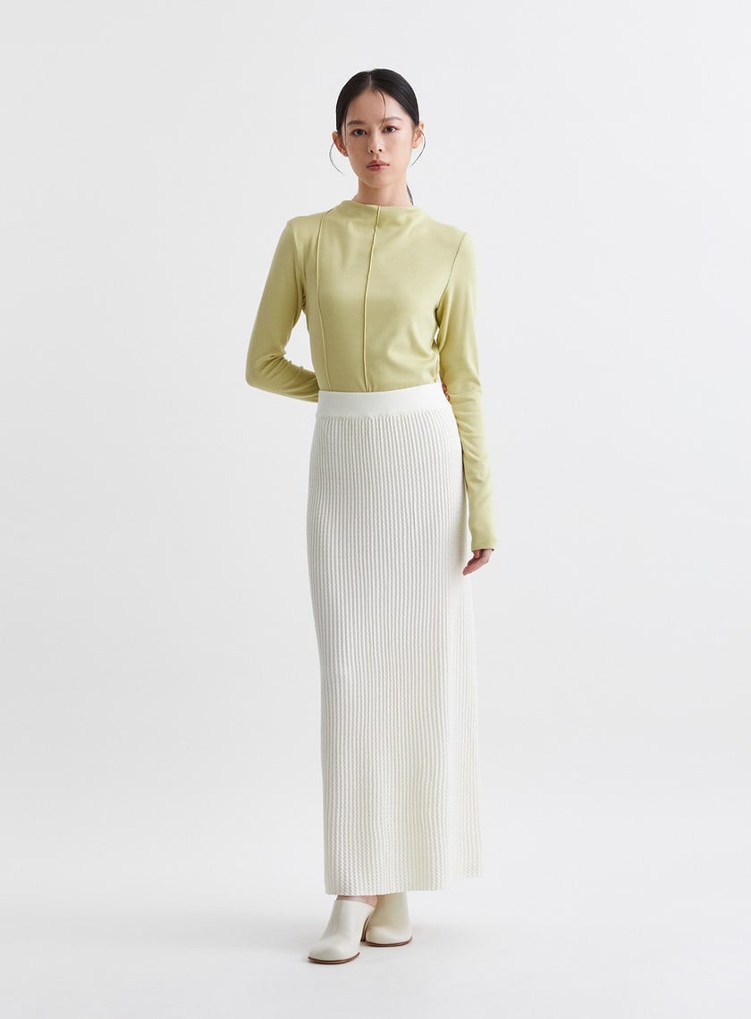 溫柔簡約緹花針織直筒長裙