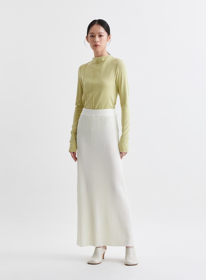 溫柔簡約緹花針織直筒長裙