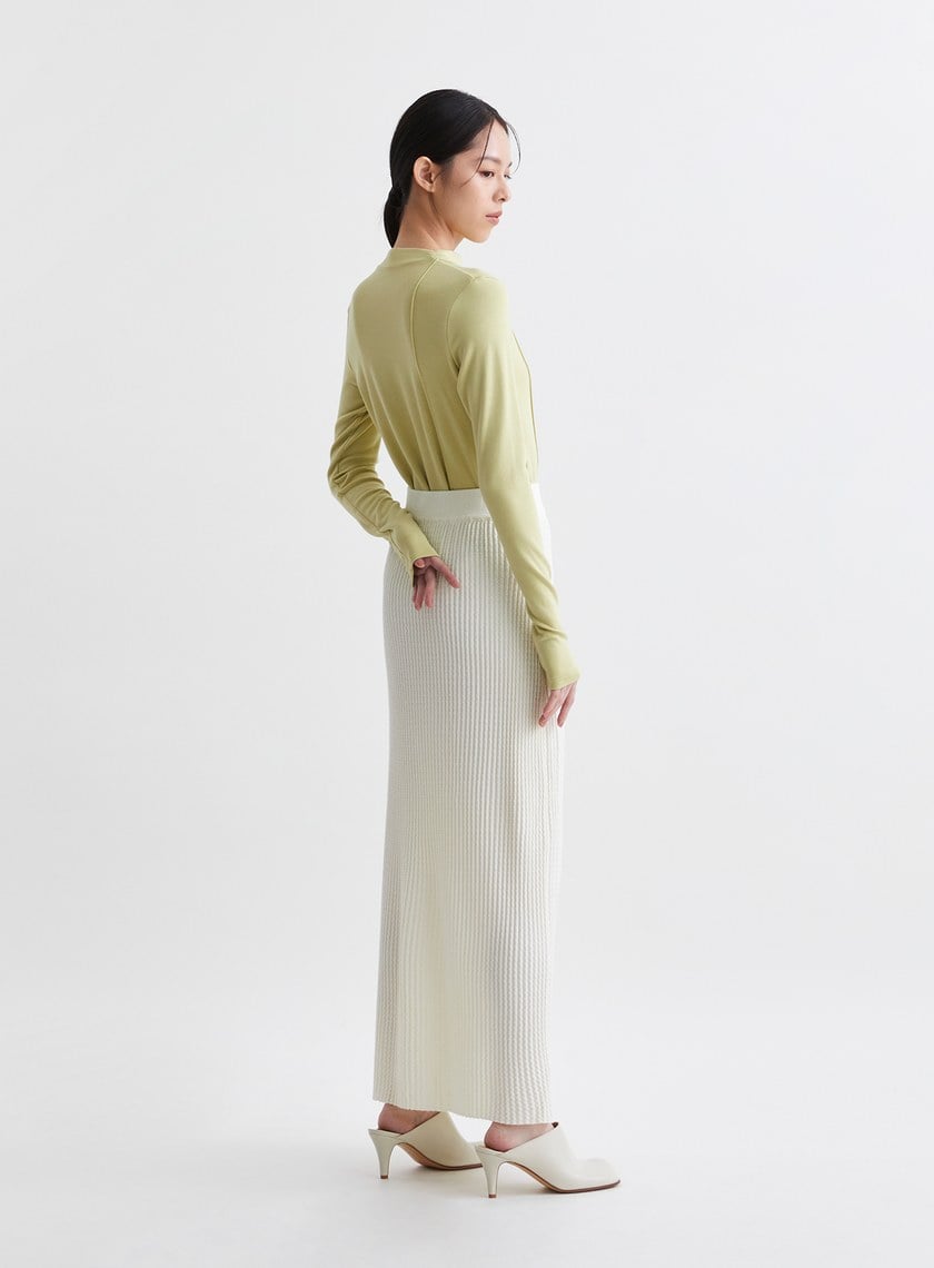 溫柔簡約緹花針織直筒長裙