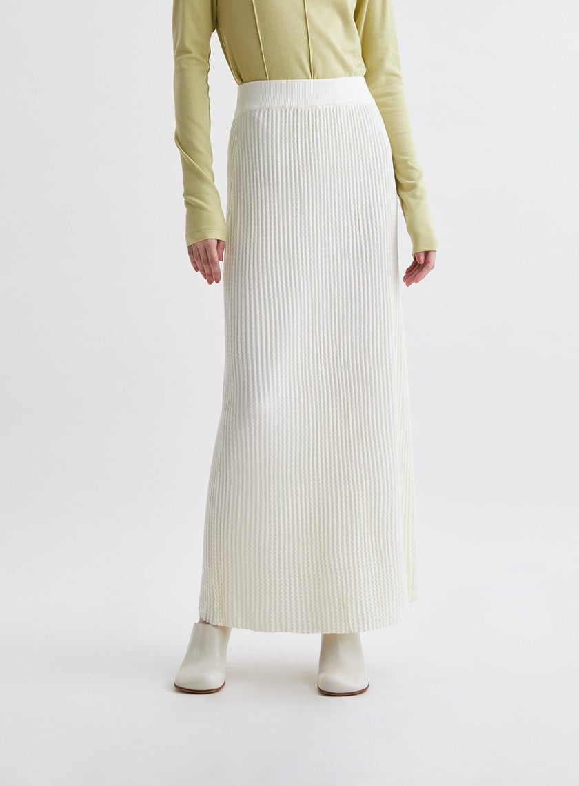 溫柔簡約緹花針織直筒長裙