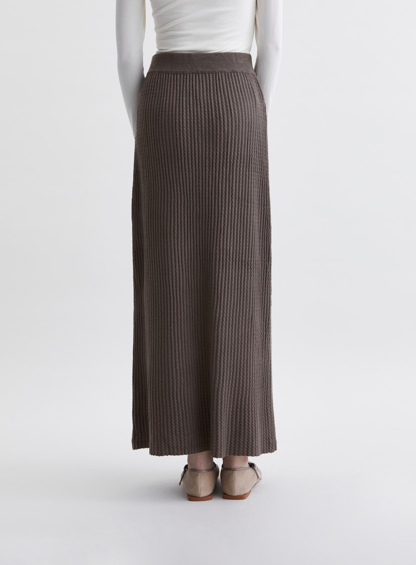 溫柔簡約緹花針織直筒長裙