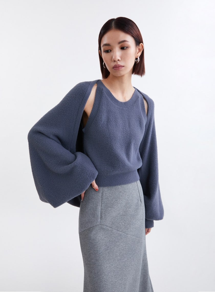 蓬鬆雲朵毛絨罩衫針織外套