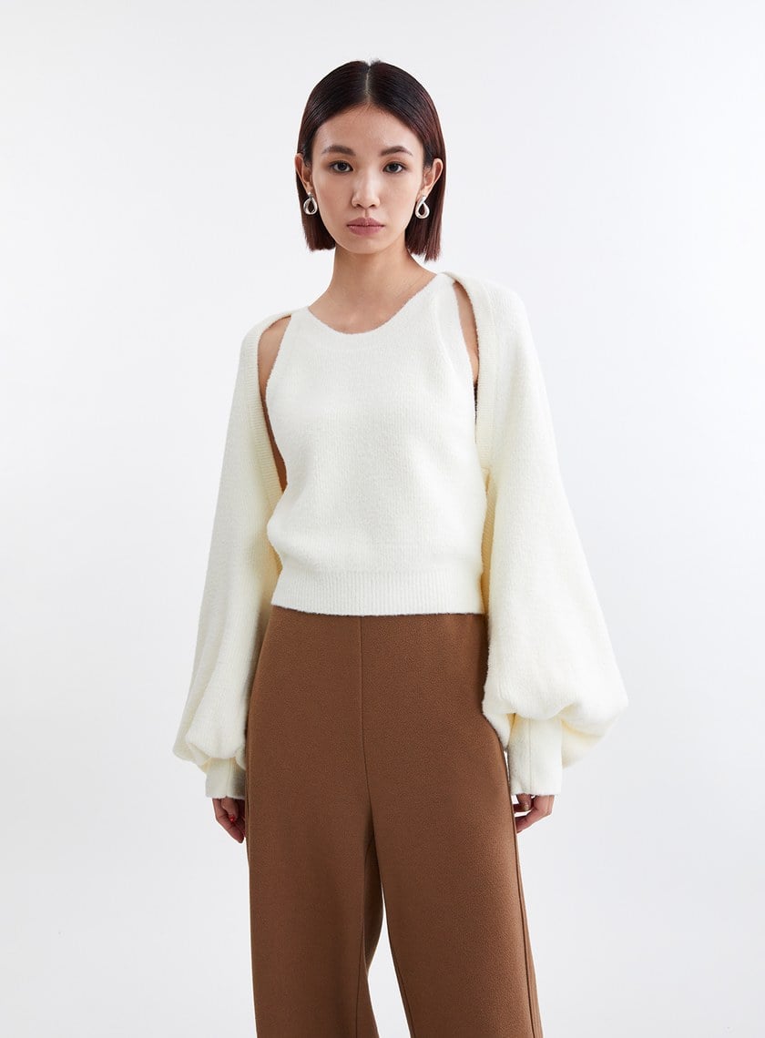 蓬鬆雲朵毛絨罩衫針織外套