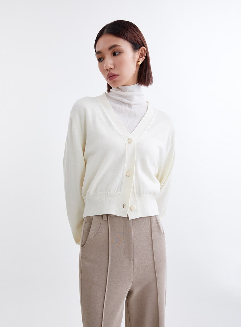 簡約純羊毛開襟針織外套