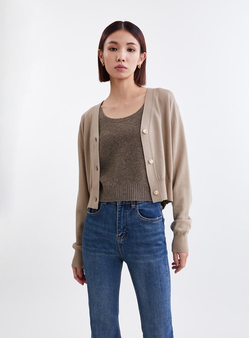 簡約純羊毛開襟針織外套