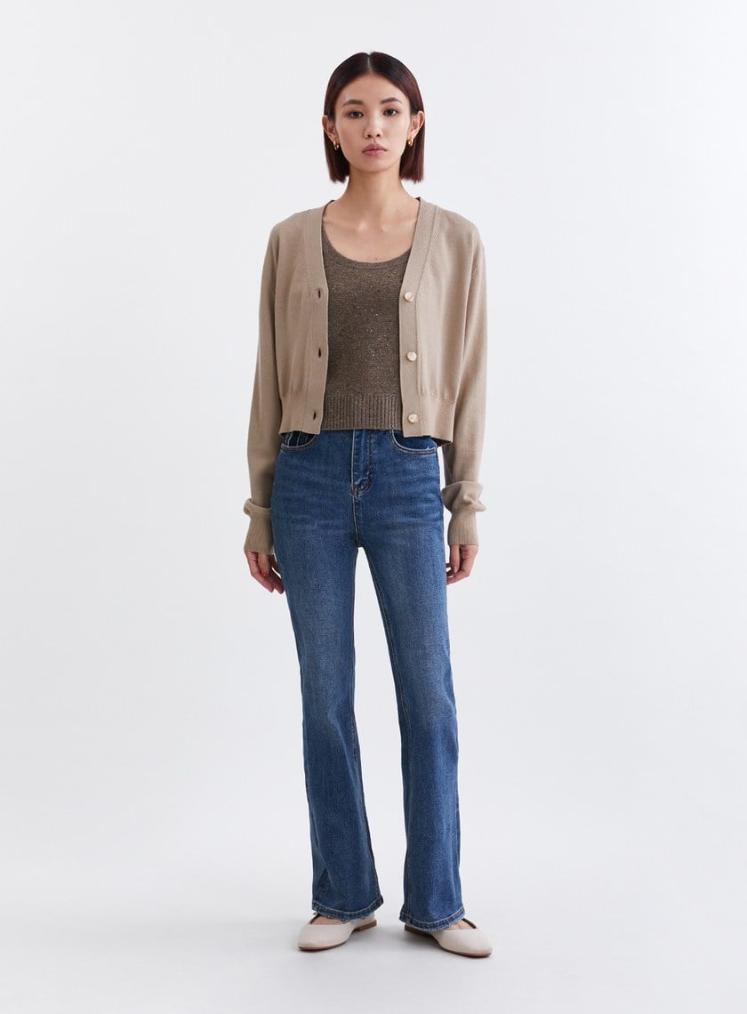 簡約純羊毛開襟針織外套