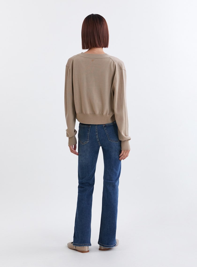 簡約純羊毛開襟針織外套