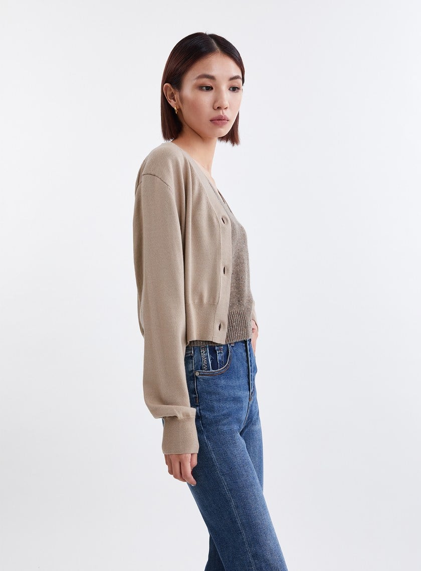 簡約純羊毛開襟針織外套