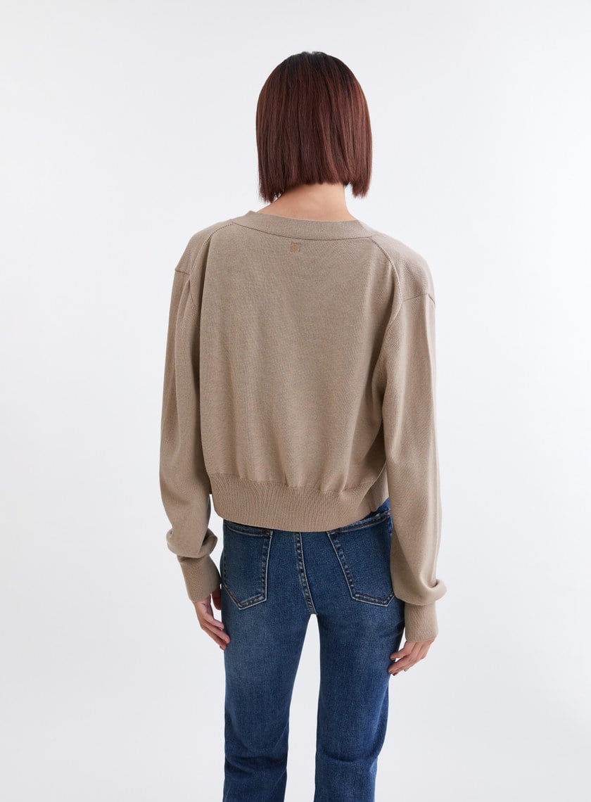 簡約純羊毛開襟針織外套