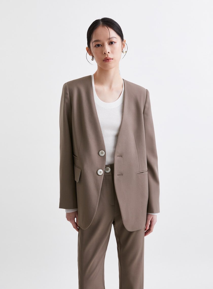 簡約質感無領西裝外套