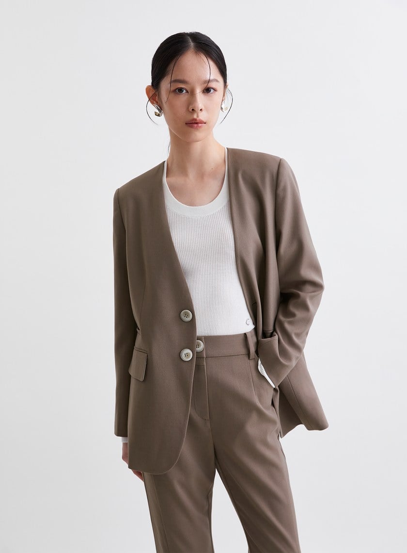 簡約質感無領西裝外套