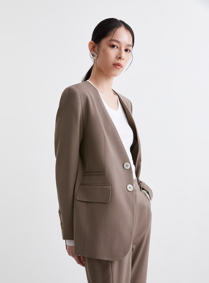 簡約質感無領西裝外套