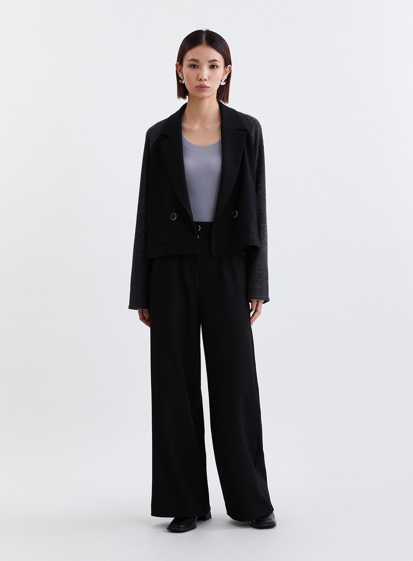 率性針織拼接西裝外套