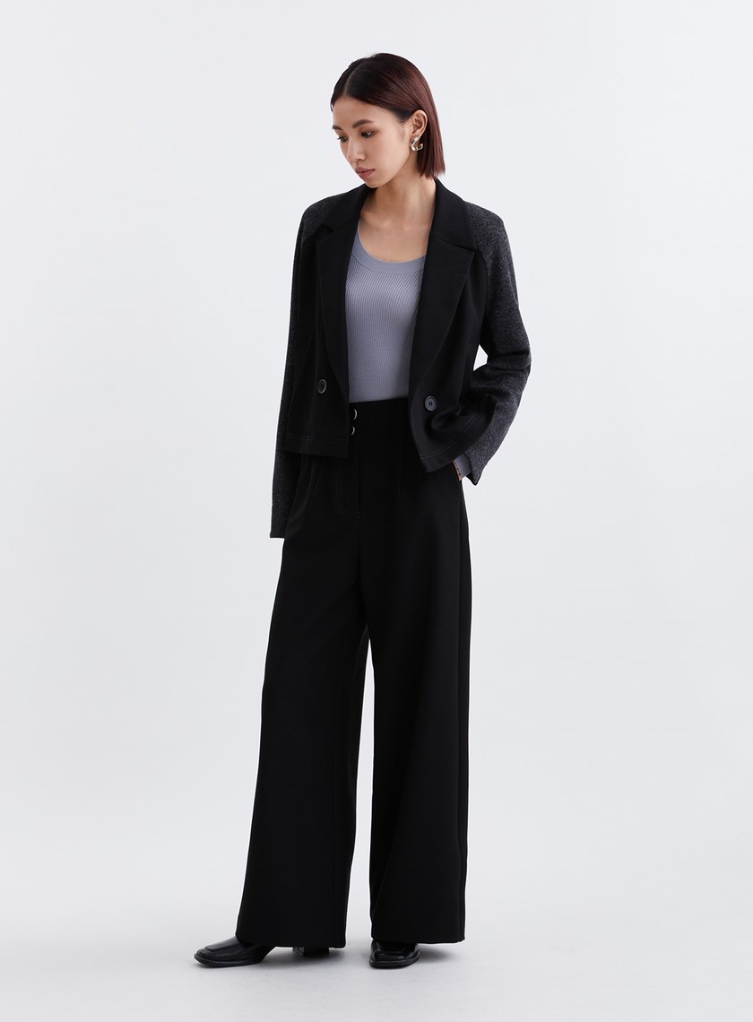 率性針織拼接西裝外套