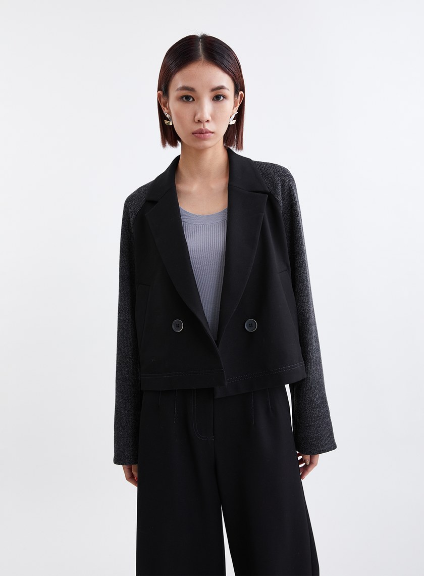 率性針織拼接西裝外套