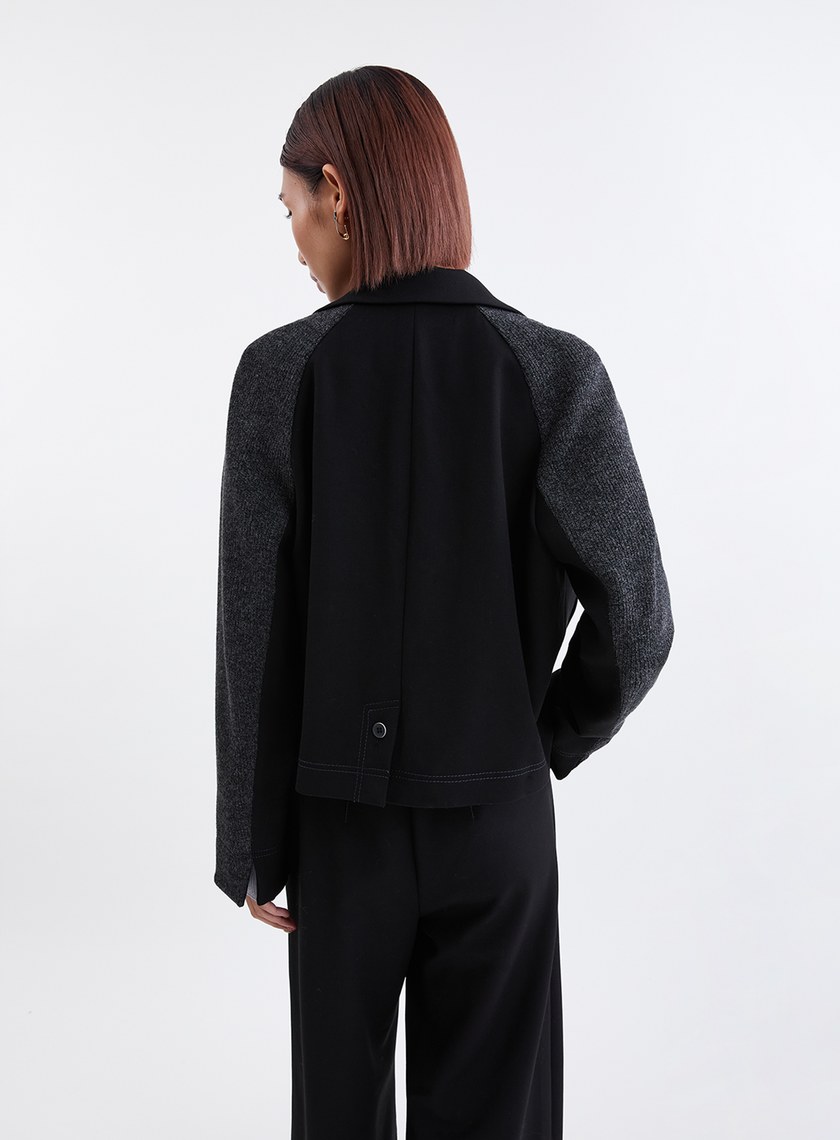 率性針織拼接西裝外套