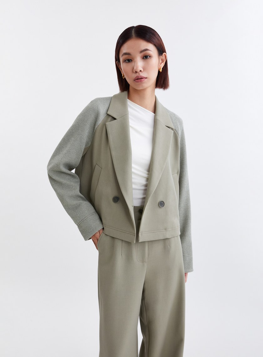 率性針織拼接西裝外套