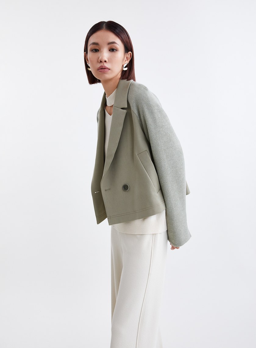 率性針織拼接西裝外套