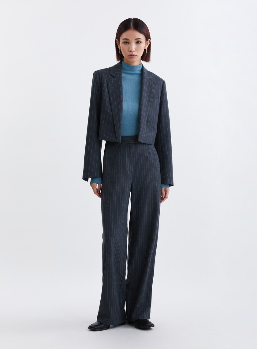 經典條紋短版西裝外套