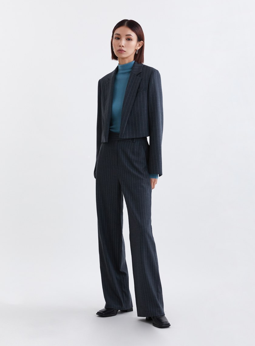 經典條紋短版西裝外套