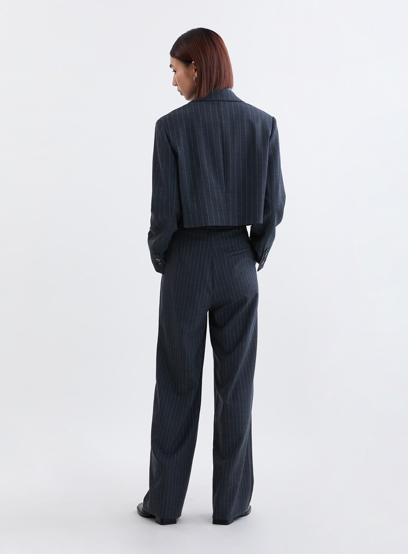 經典條紋短版西裝外套