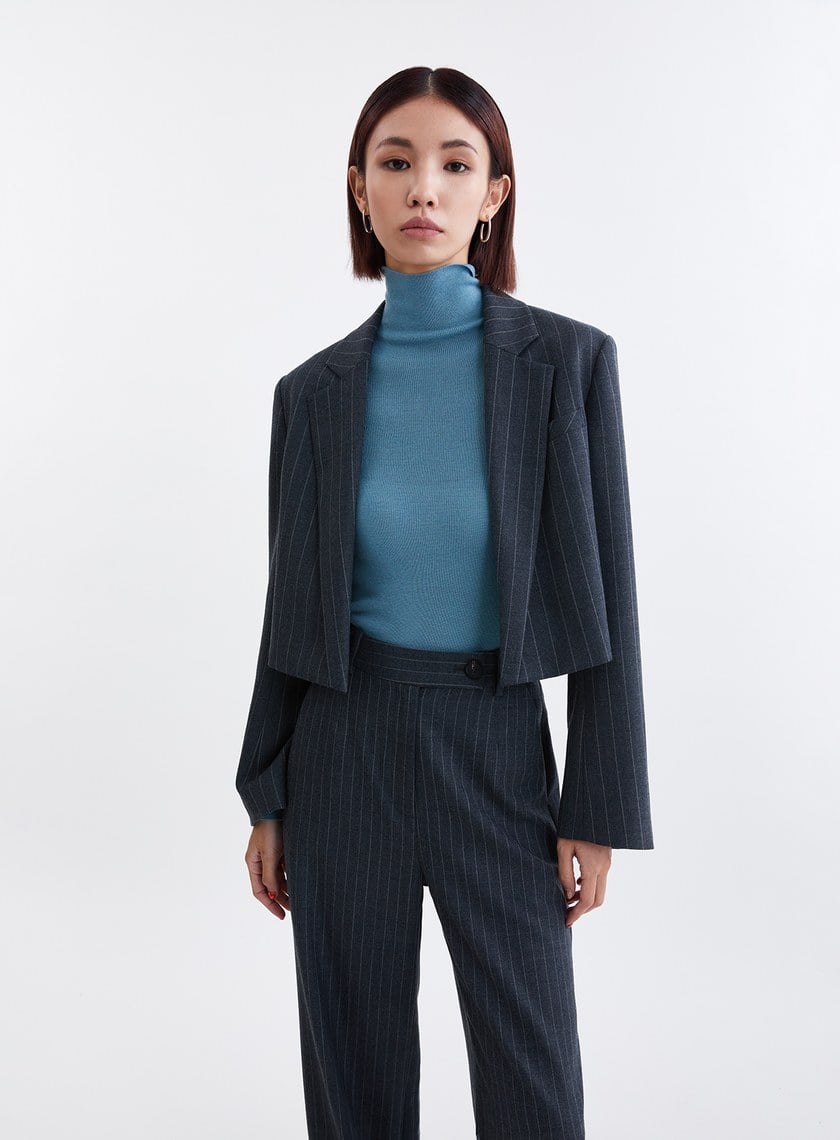 經典條紋短版西裝外套