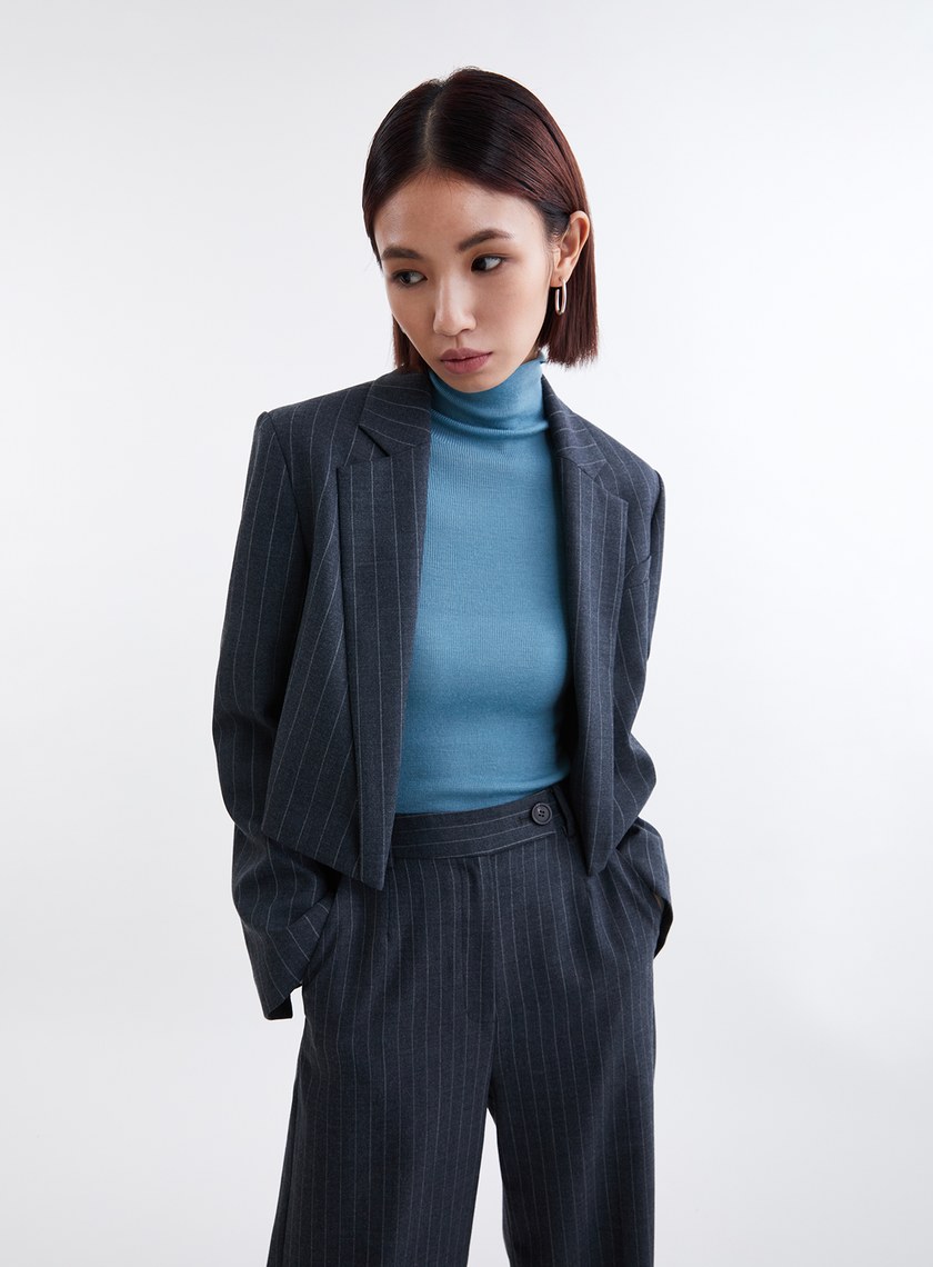 經典條紋短版西裝外套