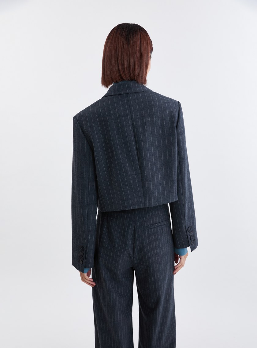 經典條紋短版西裝外套