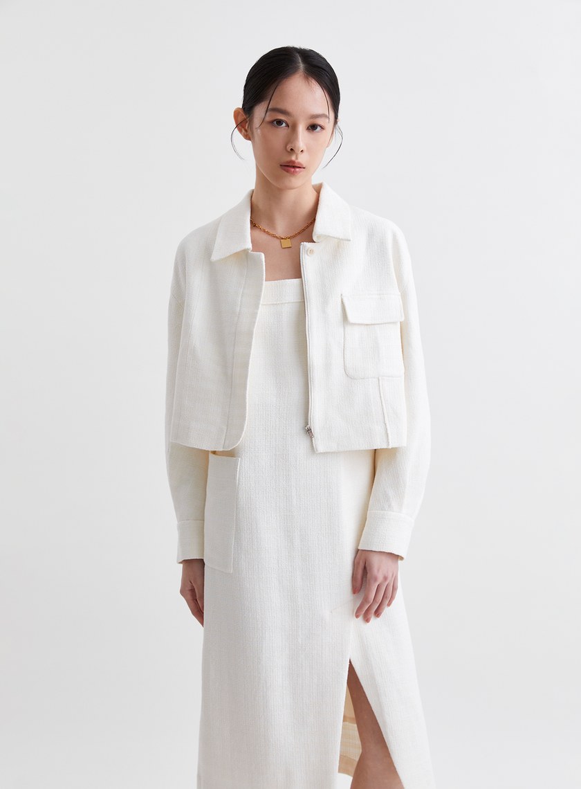 法式優雅拉鍊短版外套