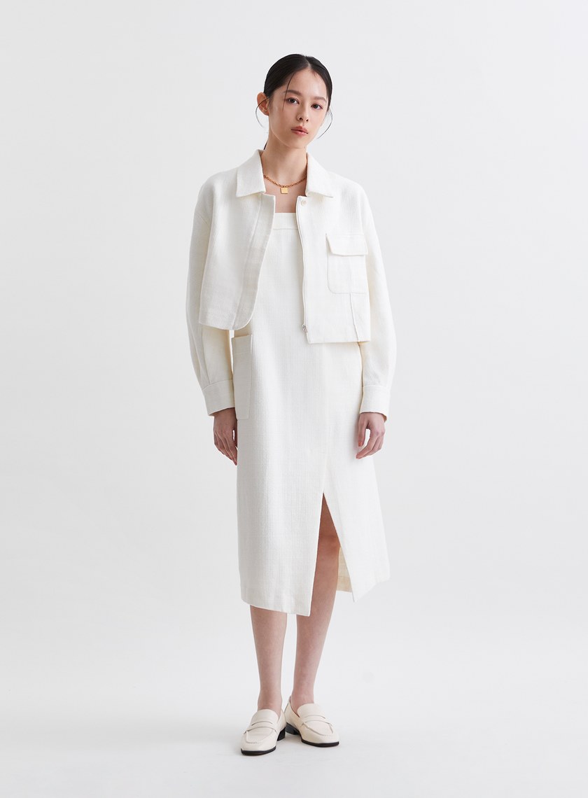 法式優雅拉鍊短版外套