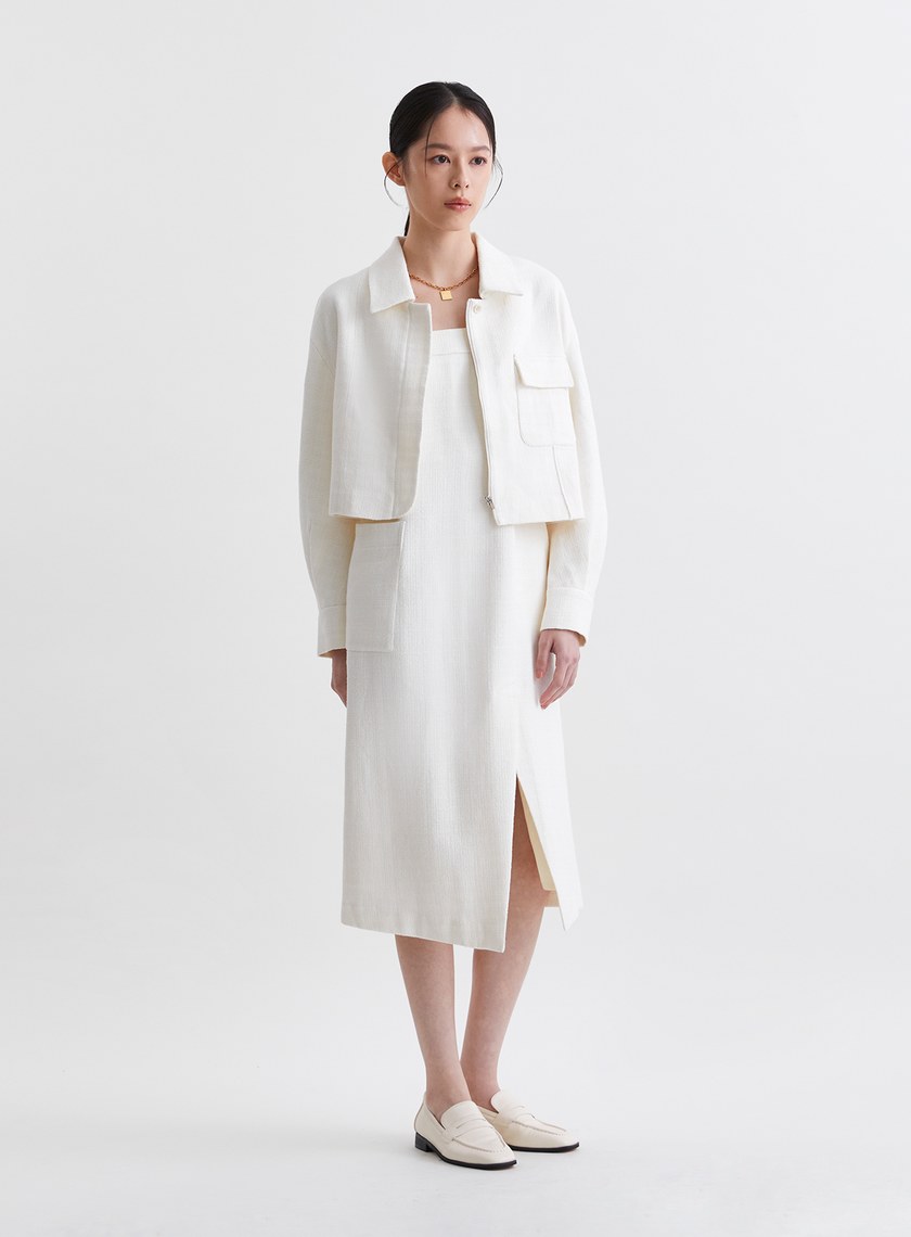 法式優雅拉鍊短版外套