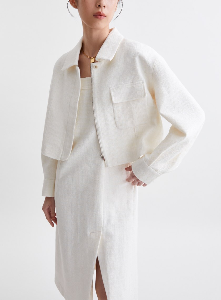 法式優雅拉鍊短版外套