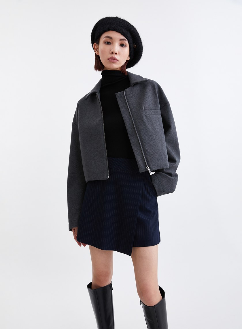 時髦斜紋毛絨飛行員夾克