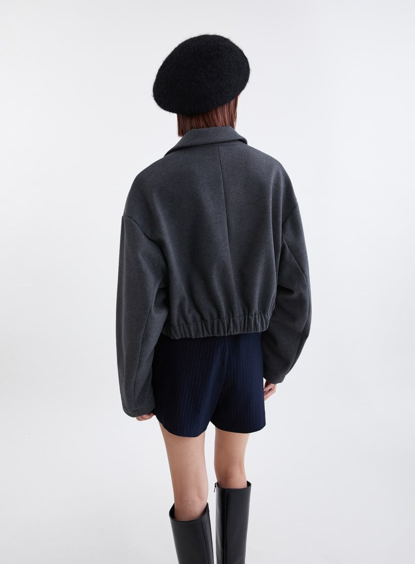 時髦斜紋毛絨飛行員夾克
