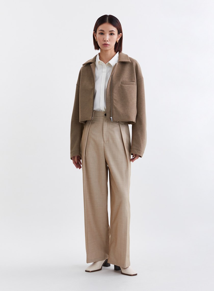 時髦斜紋毛絨飛行員夾克