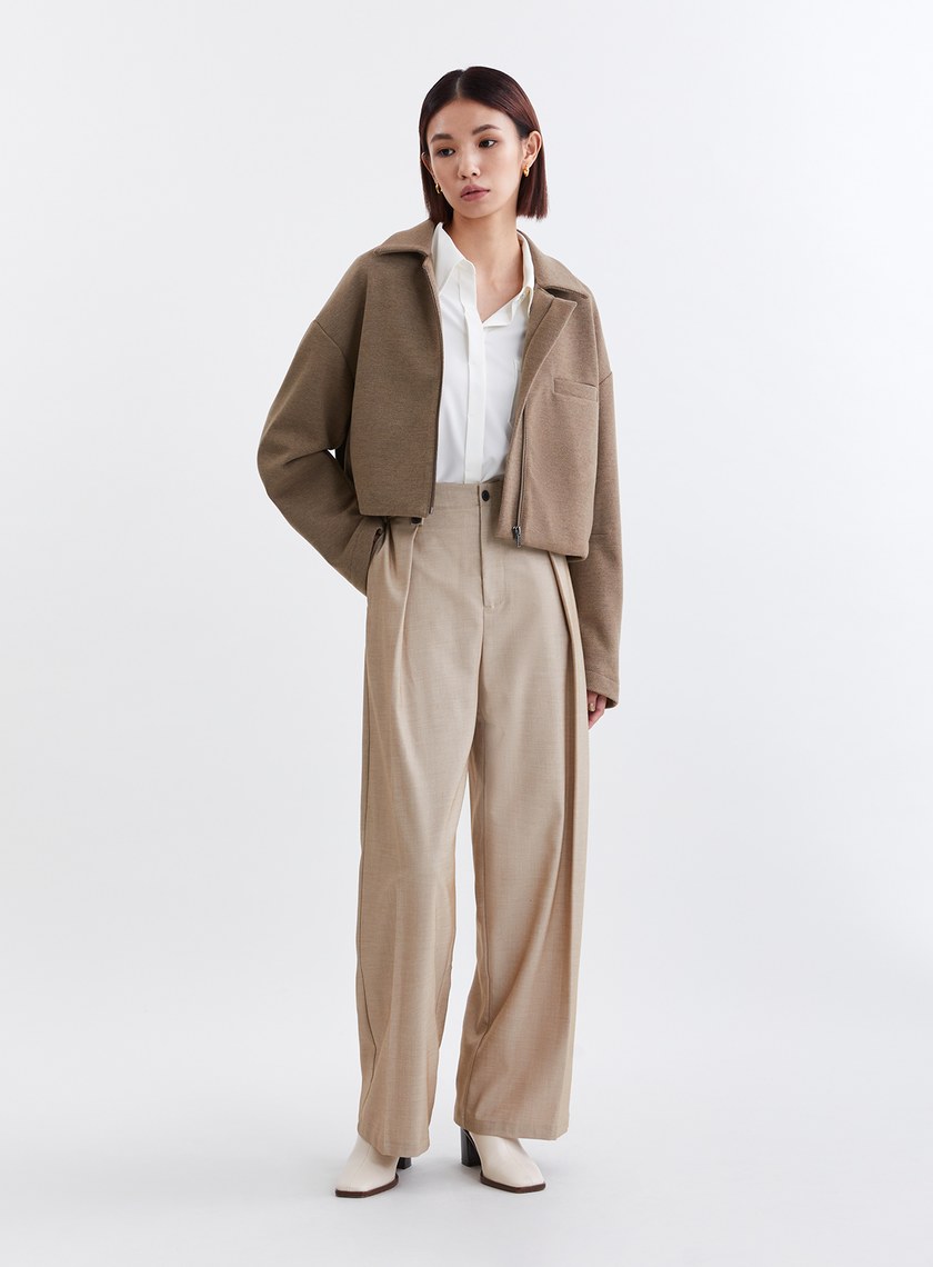 時髦斜紋毛絨飛行員夾克