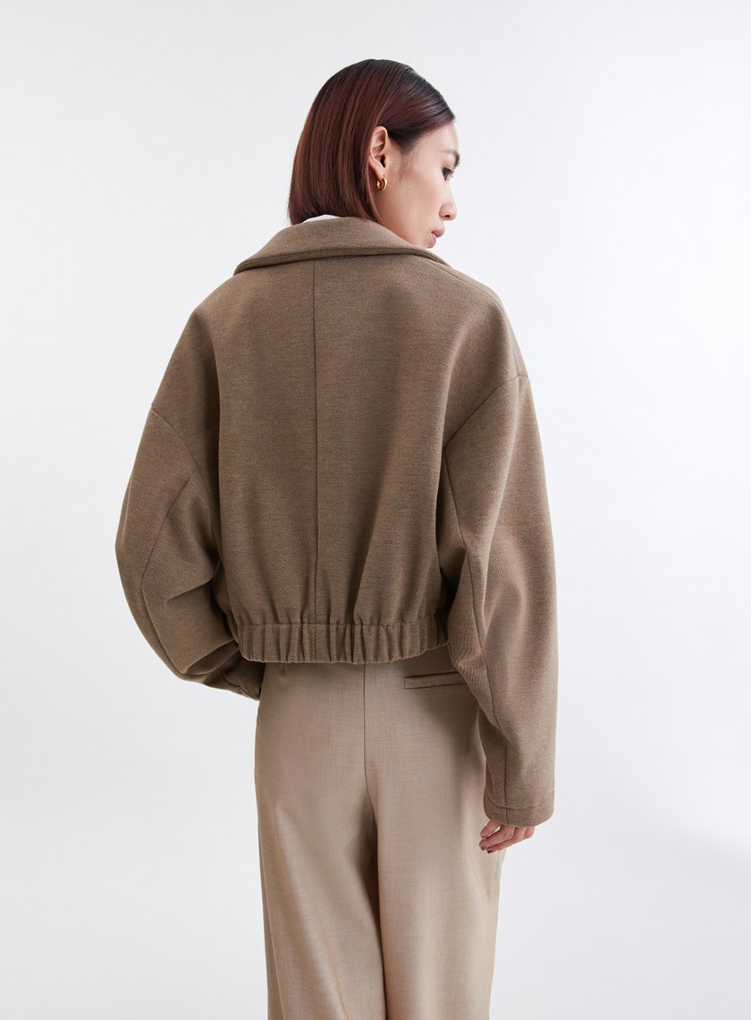 時髦斜紋毛絨飛行員夾克